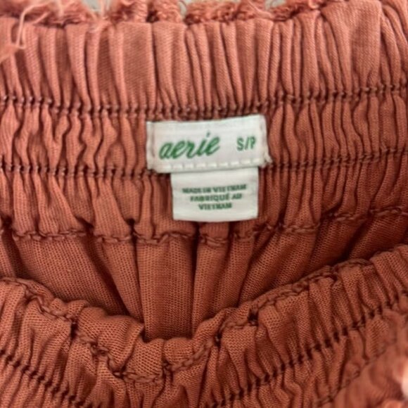 Aerie Sweatshirt Distressed Mini Skirt Boho Burnt Orange Tiered Beachy Coastal S - Picture 5 of 5